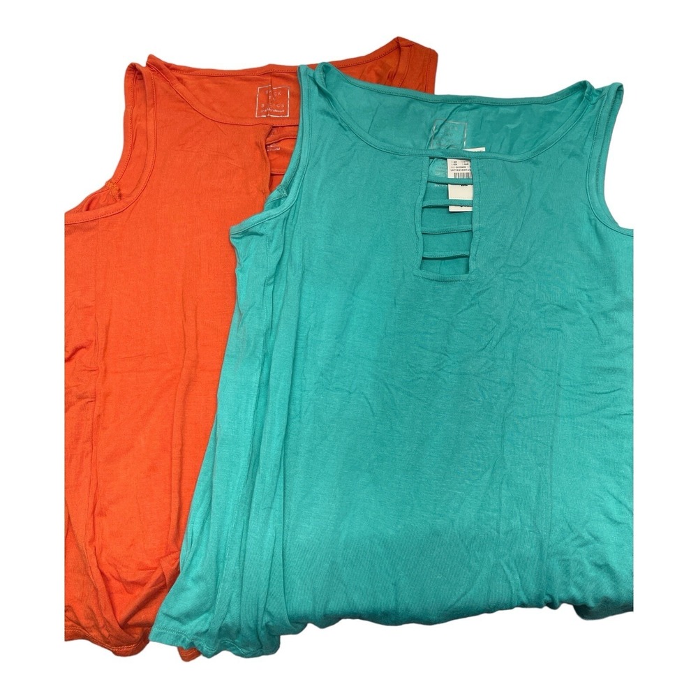 2 Ashley Stewart Back To The Basics Women's 14/16 Blue Orange Tops - Picture 2 of 8